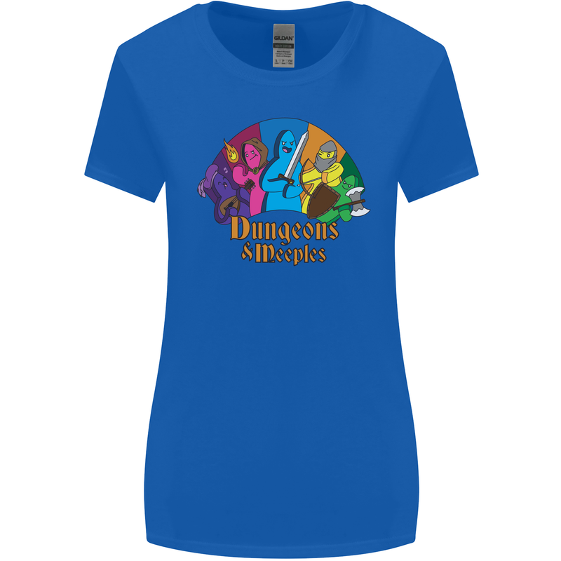 Dungeons n Meeples Role Play Games RPG Womens Wider Cut T-Shirt Royal Blue