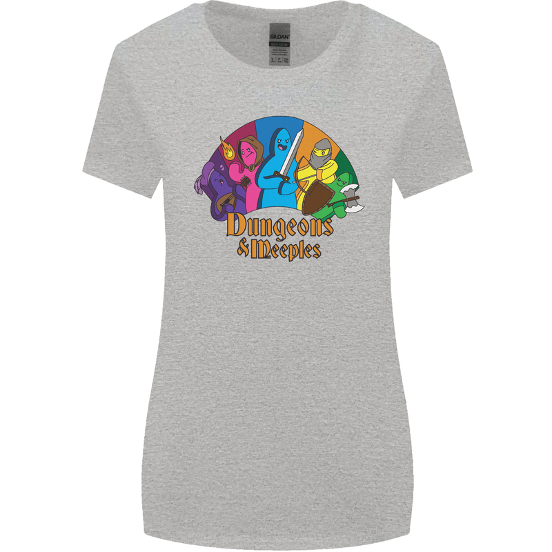 Dungeons n Meeples Role Play Games RPG Womens Wider Cut T-Shirt Sports Grey