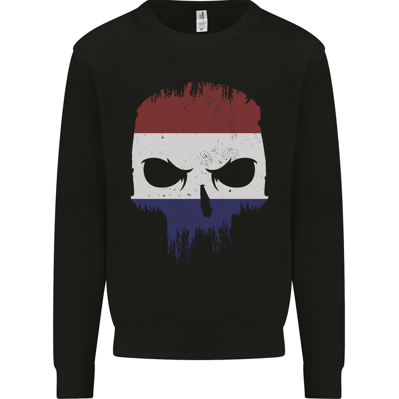 Dutch Skull Holland Gym Flag Biker Kids Sweatshirt Jumper Black