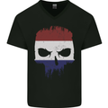 Dutch Skull Holland Gym Flag Biker Mens V-Neck Cotton T-Shirt Black