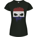 Dutch Skull Holland Gym Flag Biker Womens Petite Cut T-Shirt Black