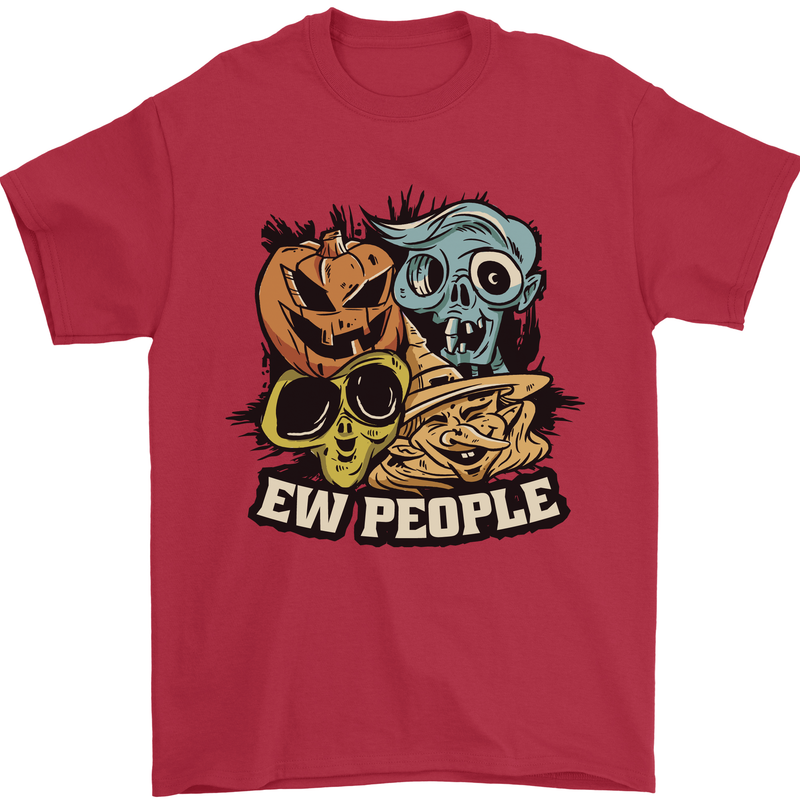 EW People Funny Halloween Alien Zombie Mens T-Shirt 100% Cotton Red