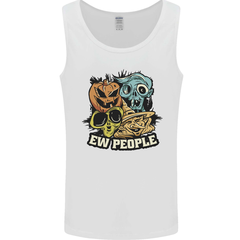 EW People Funny Halloween Alien Zombie Mens Vest Tank Top White