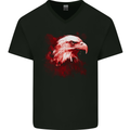 Eagle Head Watercolour Mens V-Neck Cotton T-Shirt Black