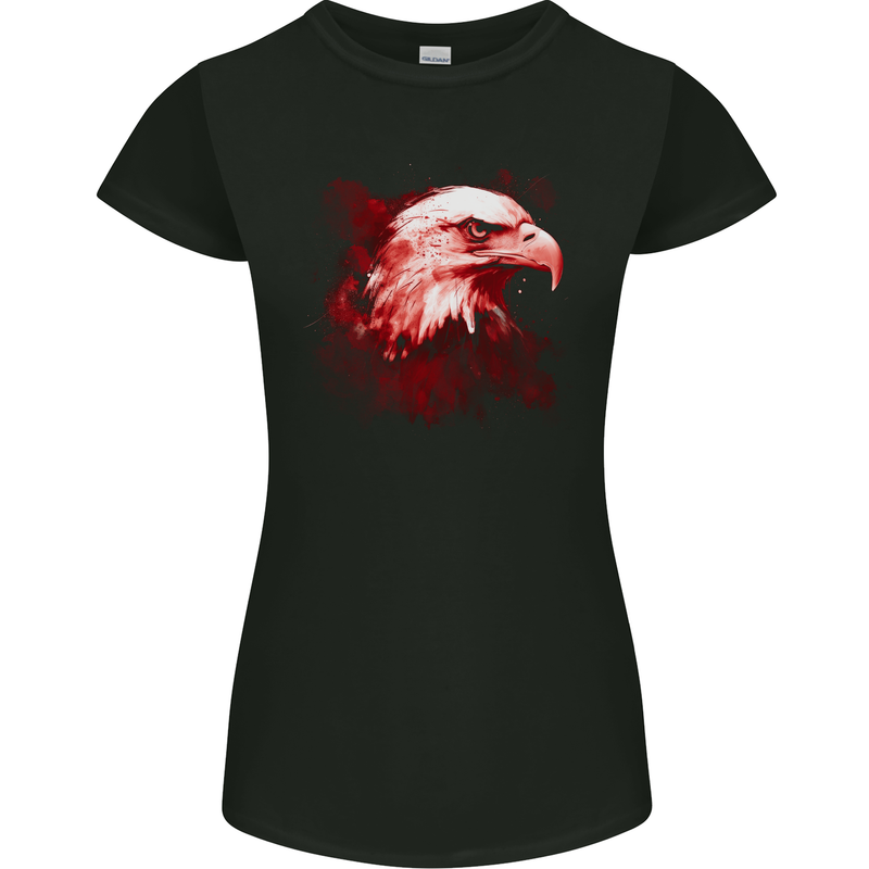 Eagle Head Watercolour Womens Petite Cut T-Shirt Black