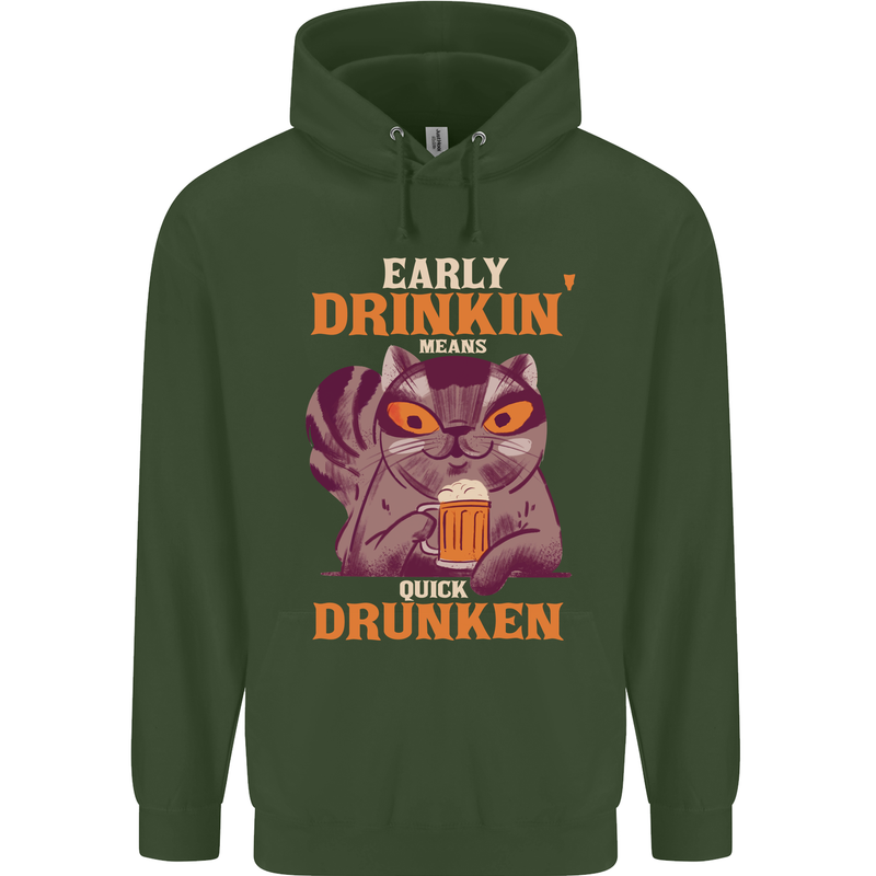 Early Drinkin' Quick Drunken Funny Alcohol Beer Childrens Kids Hoodie Forest Green