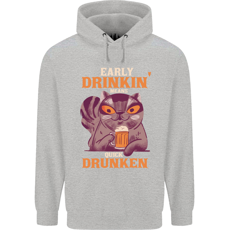 Early Drinkin' Quick Drunken Funny Alcohol Beer Childrens Kids Hoodie Sports Grey