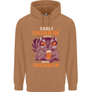 Early Drinkin' Quick Drunken Funny Alcohol Beer Mens 80% Cotton Hoodie Caramel Latte