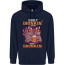 Early Drinkin' Quick Drunken Funny Alcohol Beer Mens 80% Cotton Hoodie Navy Blue