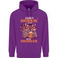 Early Drinkin' Quick Drunken Funny Alcohol Beer Mens 80% Cotton Hoodie Purple