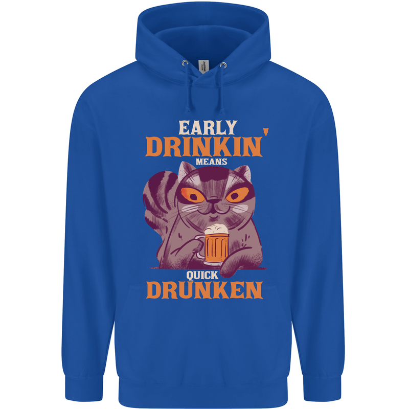 Early Drinkin' Quick Drunken Funny Alcohol Beer Mens 80% Cotton Hoodie Royal Blue