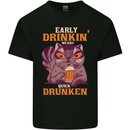Early Drinkin' Quick Drunken Funny Alcohol Beer Mens Cotton T-Shirt Tee Top Black