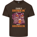 Early Drinkin' Quick Drunken Funny Alcohol Beer Mens Cotton T-Shirt Tee Top Dark Chocolate