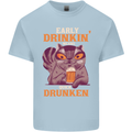 Early Drinkin' Quick Drunken Funny Alcohol Beer Mens Cotton T-Shirt Tee Top Light Blue