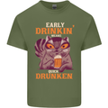 Early Drinkin' Quick Drunken Funny Alcohol Beer Mens Cotton T-Shirt Tee Top Military Green