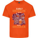 Early Drinkin' Quick Drunken Funny Alcohol Beer Mens Cotton T-Shirt Tee Top Orange