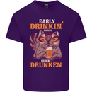 Early Drinkin' Quick Drunken Funny Alcohol Beer Mens Cotton T-Shirt Tee Top Purple