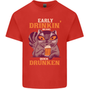 Early Drinkin' Quick Drunken Funny Alcohol Beer Mens Cotton T-Shirt Tee Top Red