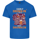 Early Drinkin' Quick Drunken Funny Alcohol Beer Mens Cotton T-Shirt Tee Top Royal Blue