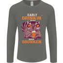 Early Drinkin' Quick Drunken Funny Alcohol Beer Mens Long Sleeve T-Shirt Charcoal
