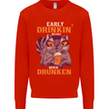 Early Drinkin' Quick Drunken Funny Alcohol Beer Mens Sweatshirt Jumper Bright Red