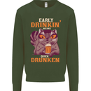 Early Drinkin' Quick Drunken Funny Alcohol Beer Mens Sweatshirt Jumper Forest Green