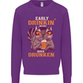 Early Drinkin' Quick Drunken Funny Alcohol Beer Mens Sweatshirt Jumper Purple