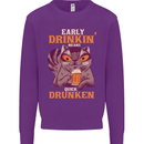 Early Drinkin' Quick Drunken Funny Alcohol Beer Mens Sweatshirt Jumper Purple