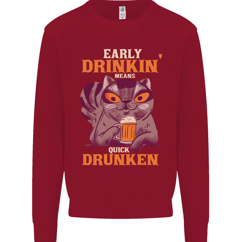 Early Drinkin' Quick Drunken Funny Alcohol Beer Mens Sweatshirt Jumper Red
