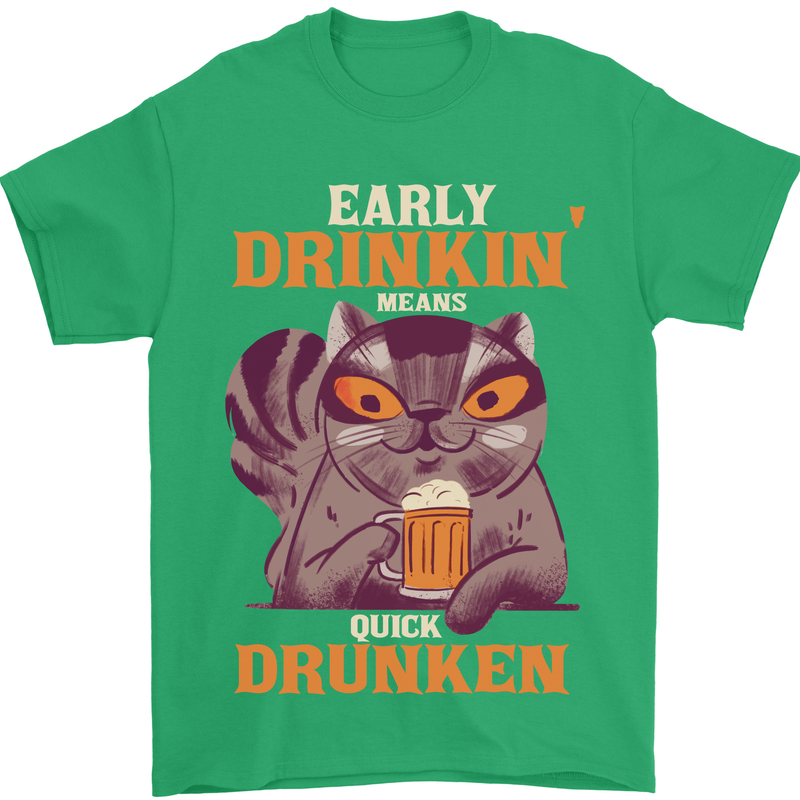 Early Drinkin' Quick Drunken Funny Alcohol Beer Mens T-Shirt 100% Cotton Irish Green