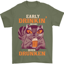 Early Drinkin' Quick Drunken Funny Alcohol Beer Mens T-Shirt 100% Cotton Military Green