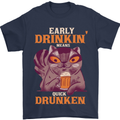 Early Drinkin' Quick Drunken Funny Alcohol Beer Mens T-Shirt 100% Cotton Navy Blue