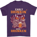 Early Drinkin' Quick Drunken Funny Alcohol Beer Mens T-Shirt 100% Cotton Purple
