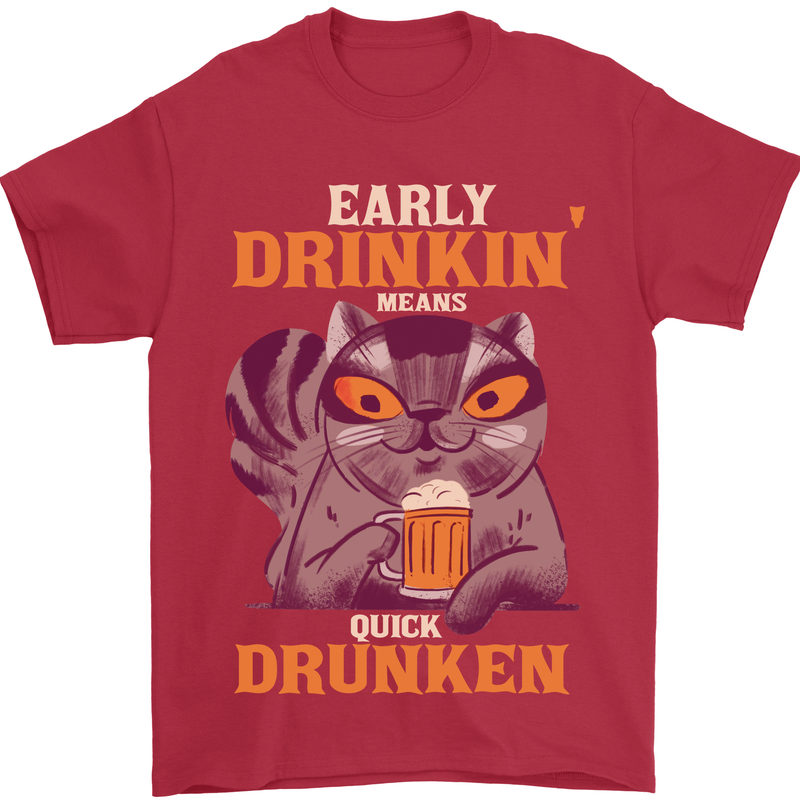 Early Drinkin' Quick Drunken Funny Alcohol Beer Mens T-Shirt 100% Cotton Red