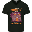 Early Drinkin' Quick Drunken Funny Alcohol Beer Mens V-Neck Cotton T-Shirt Black