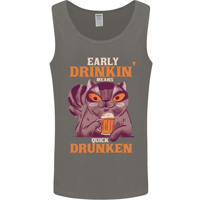Early Drinkin' Quick Drunken Funny Alcohol Beer Mens Vest Tank Top Charcoal