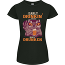 Early Drinkin' Quick Drunken Funny Alcohol Beer Womens Petite Cut T-Shirt Black