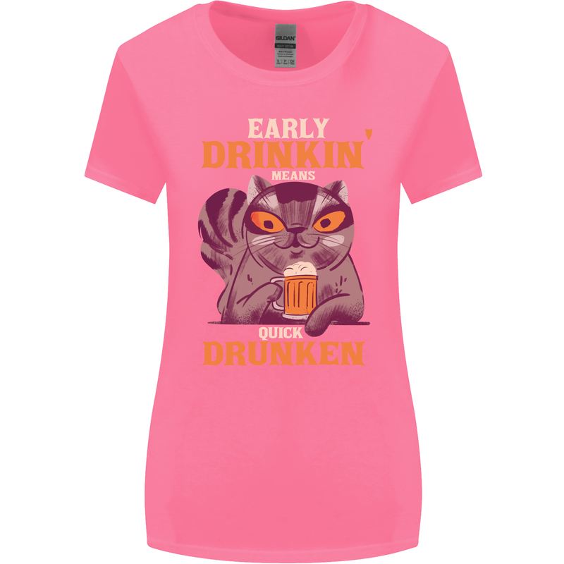 Early Drinkin' Quick Drunken Funny Alcohol Beer Womens Wider Cut T-Shirt Azalea