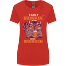 Early Drinkin' Quick Drunken Funny Alcohol Beer Womens Wider Cut T-Shirt Red
