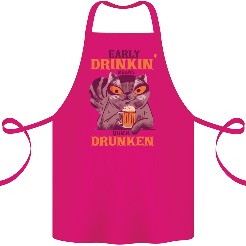 Early Drinkin' Quick Drunken Funny Beer Alcohol Cotton Apron 100% Organic Pink