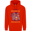 Early Drinkin' Quick Drunken Funny Beer Alcohol Mens 80% Cotton Hoodie Bright Red