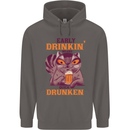 Early Drinkin' Quick Drunken Funny Beer Alcohol Mens 80% Cotton Hoodie Charcoal