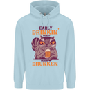 Early Drinkin' Quick Drunken Funny Beer Alcohol Mens 80% Cotton Hoodie Light Blue