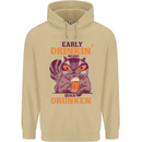 Early Drinkin' Quick Drunken Funny Beer Alcohol Mens 80% Cotton Hoodie Sand
