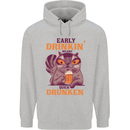 Early Drinkin' Quick Drunken Funny Beer Alcohol Mens 80% Cotton Hoodie Sports Grey