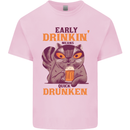 Early Drinkin' Quick Drunken Funny Beer Alcohol Mens Cotton T-Shirt Tee Top Light Pink