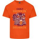 Early Drinkin' Quick Drunken Funny Beer Alcohol Mens Cotton T-Shirt Tee Top Orange