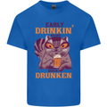 Early Drinkin' Quick Drunken Funny Beer Alcohol Mens Cotton T-Shirt Tee Top Royal Blue