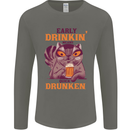 Early Drinkin' Quick Drunken Funny Beer Alcohol Mens Long Sleeve T-Shirt Charcoal