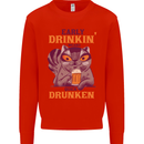 Early Drinkin' Quick Drunken Funny Beer Alcohol Mens Sweatshirt Jumper Bright Red
